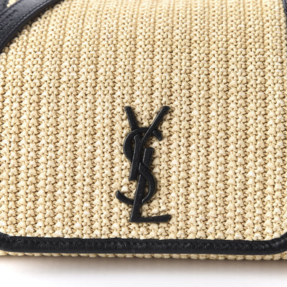 Saint Laurent Raffia Calfskin Small Nolita Shoulder Bag Natural Black 12 of 12