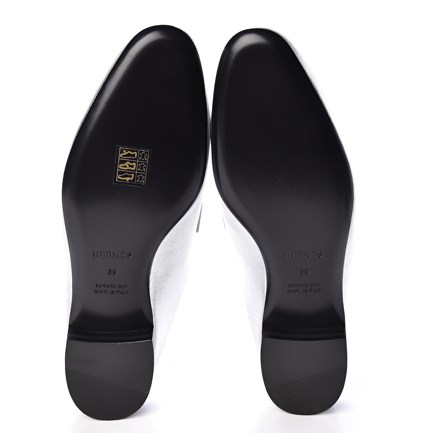 Hermes Metallic Goatskin Womens Rivoli Mules 39 Gris Argente 5 of 9