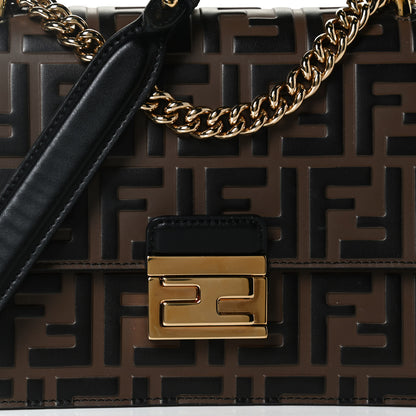 Fendi Vitello Liberty Bi-Color FF 1974 Embossed Small Kan U Shoulder Bag Maya Black 9 of 13