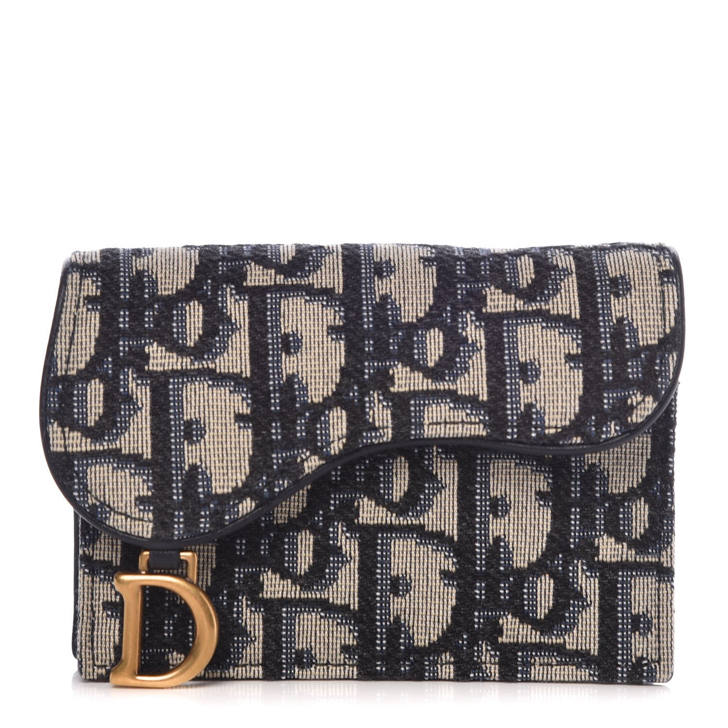 Christian Dior Oblique Saddle Card Holder Blue 1 of 8