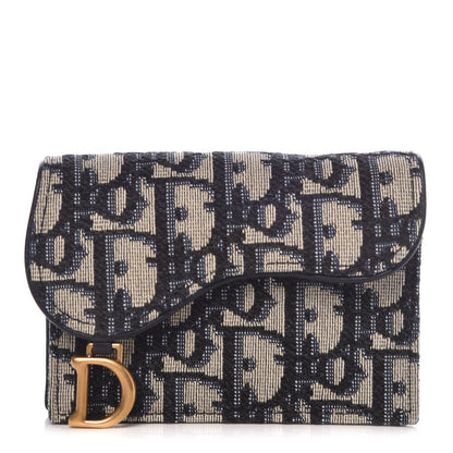 Christian Dior Oblique Saddle Card Holder Blue 1 of 8