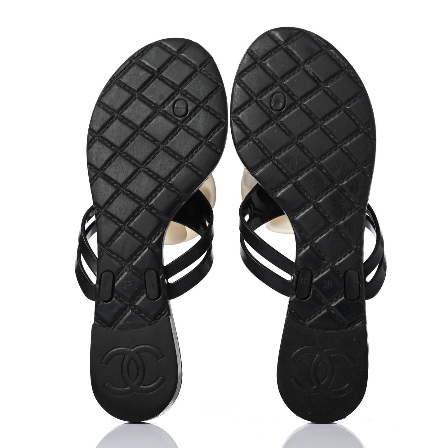 Jelly Camellia Thong Sandals 38 Black Ivory