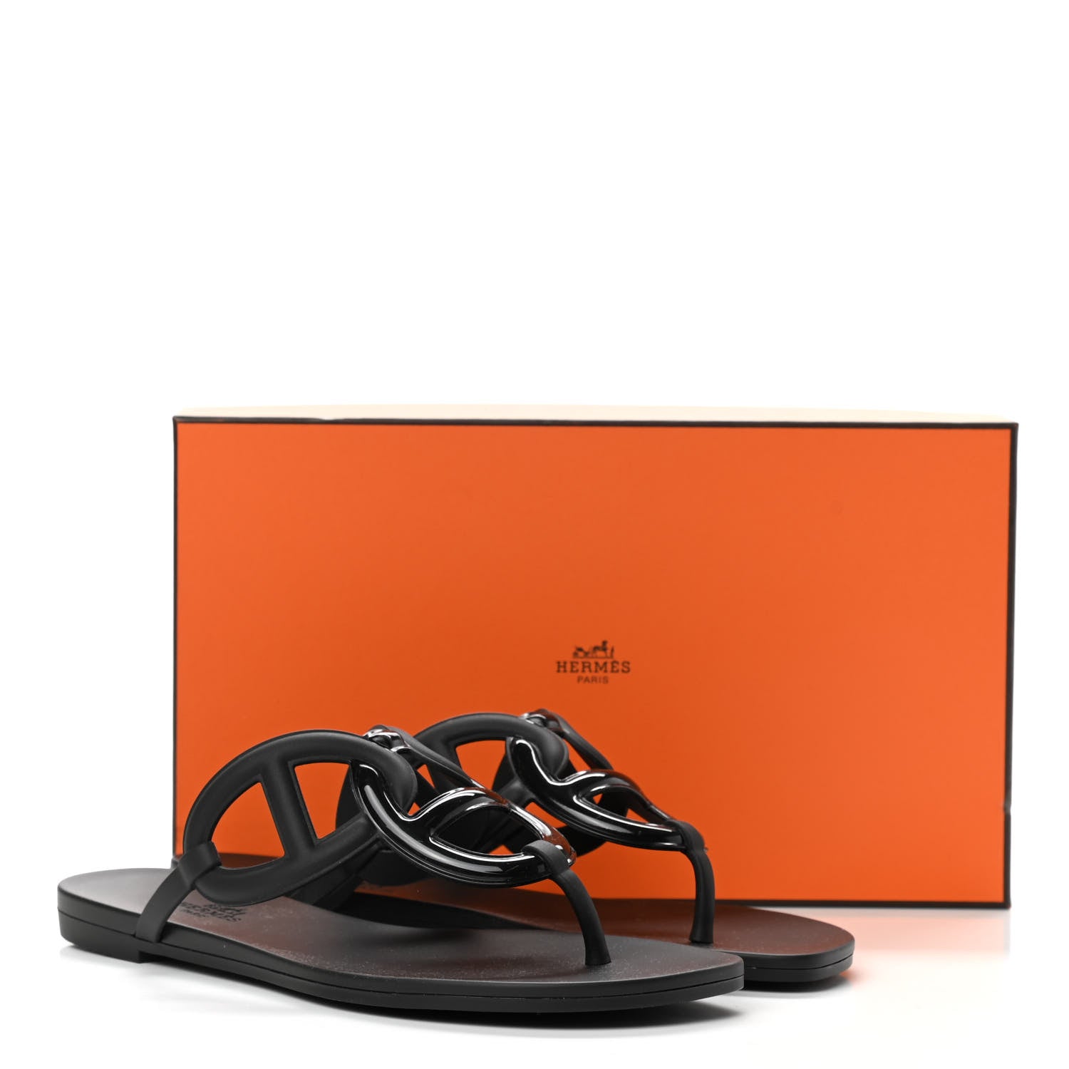 Hermes Rubber Womens Egerie Sandals 38 Black 8 of 8