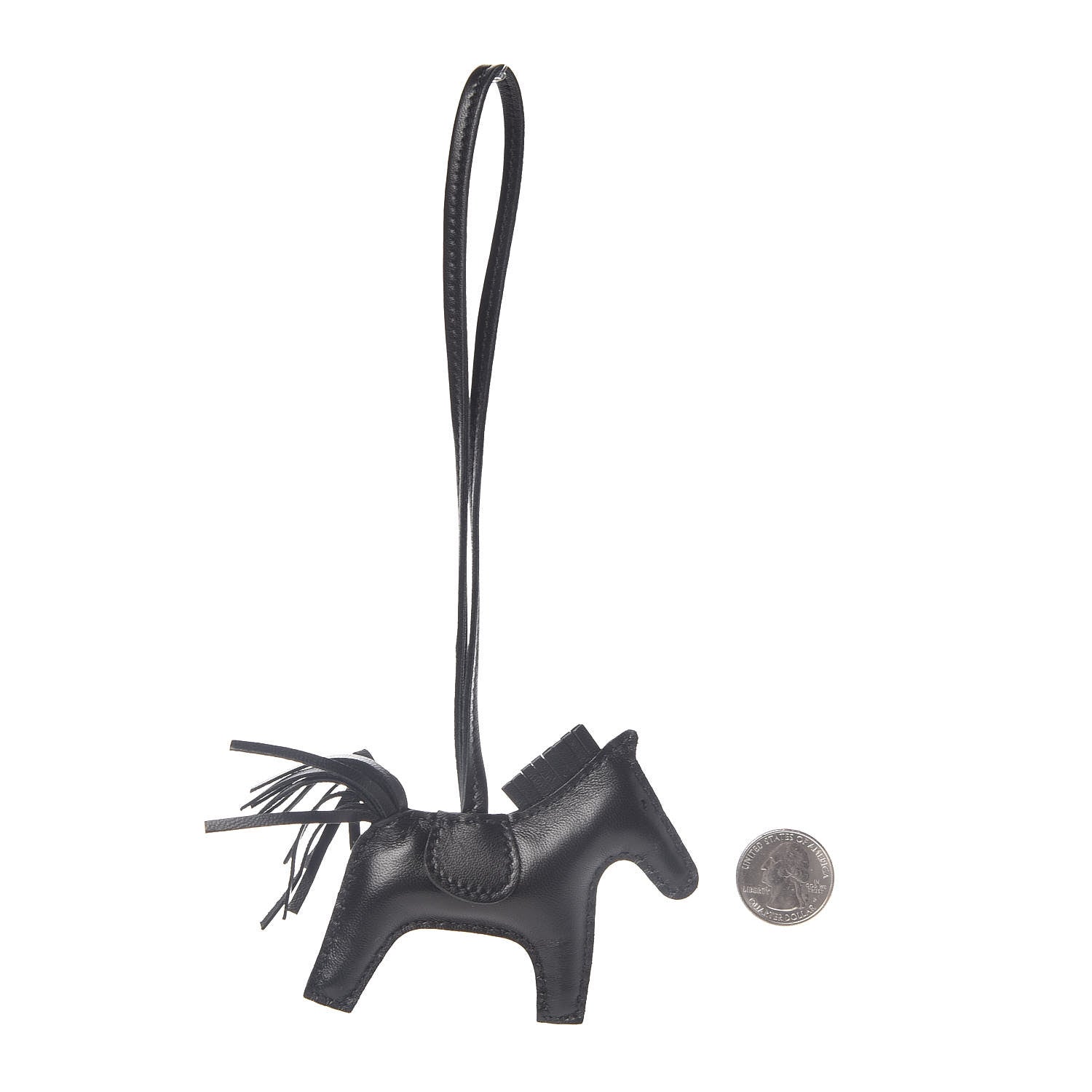 Hermes Milo Lambskin Grigri Rodeo Horse Bag Charm PM So Black 2 of 4