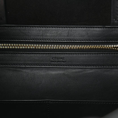 Celine Smooth Calfskin Suede Large Phantom Luggage Bi-Cabas Black Navy 6 of 12