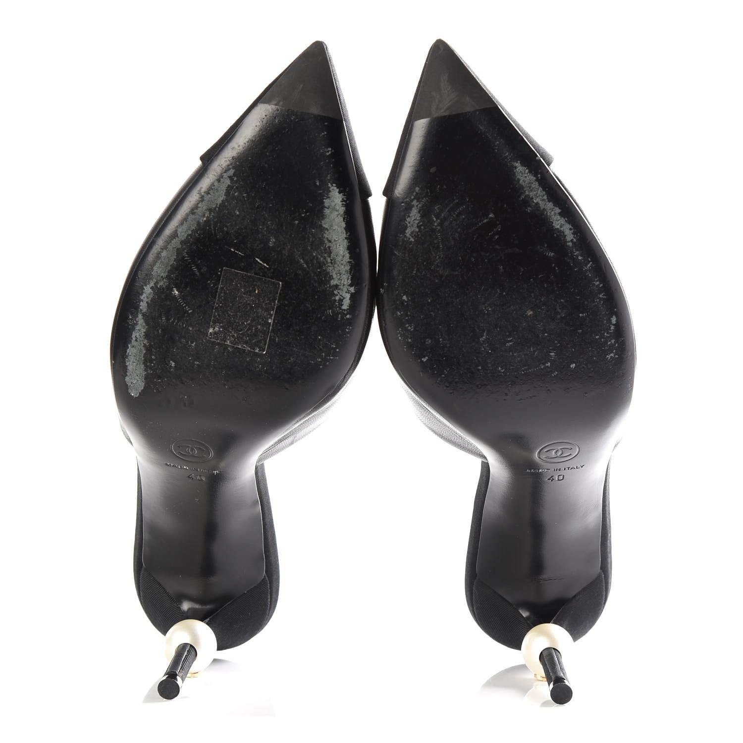 Chanel Goatskin Grosgrain Cap Toe Pearl Mule 40 Black 5 of 10