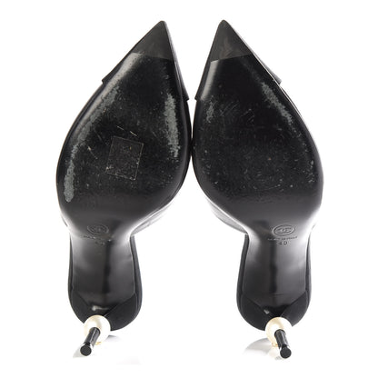 Chanel Goatskin Grosgrain Cap Toe Pearl Mule 40 Black 5 of 10
