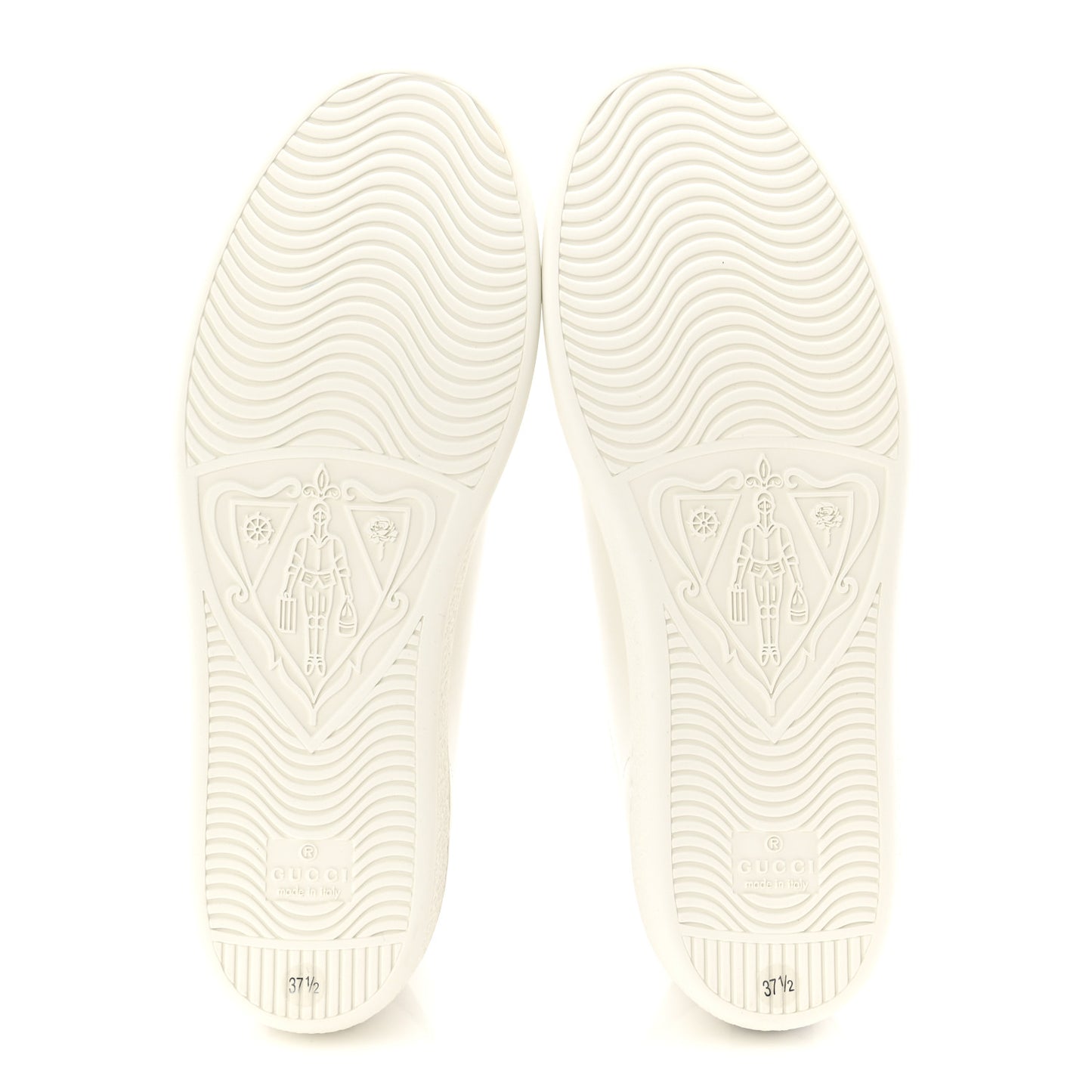 Calfskin Interlocking G Perforated Womens Ace Sneakers 37.5 White Grey Sky