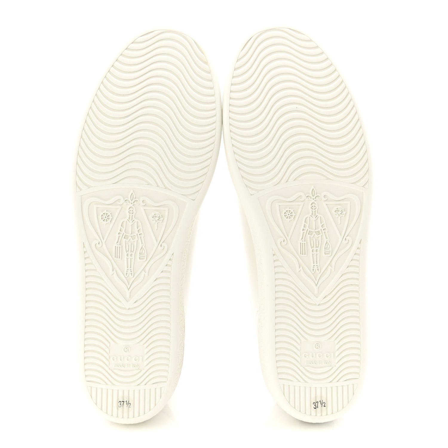 Gucci Calfskin Interlocking G Perforated Womens Ace Sneakers 37.5 White Grey Sky 6 of 10