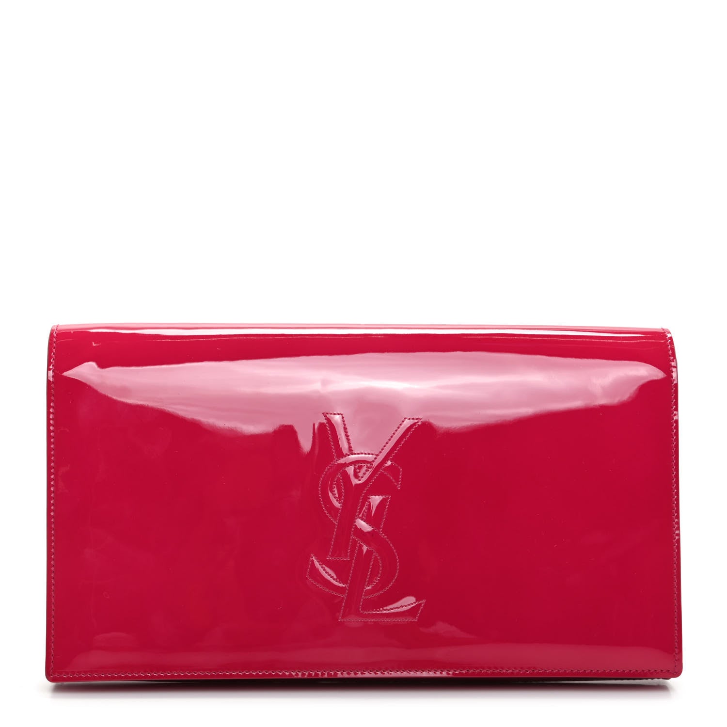 Saint Laurent Patent Monogram Large Belle De Jour Clutch Fuchsia 1 of 7