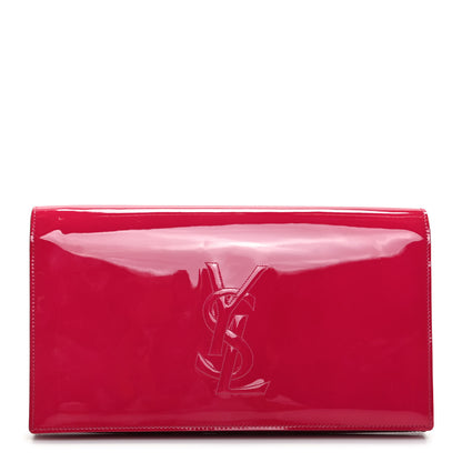 Saint Laurent Patent Monogram Large Belle De Jour Clutch Fuchsia 1 of 7