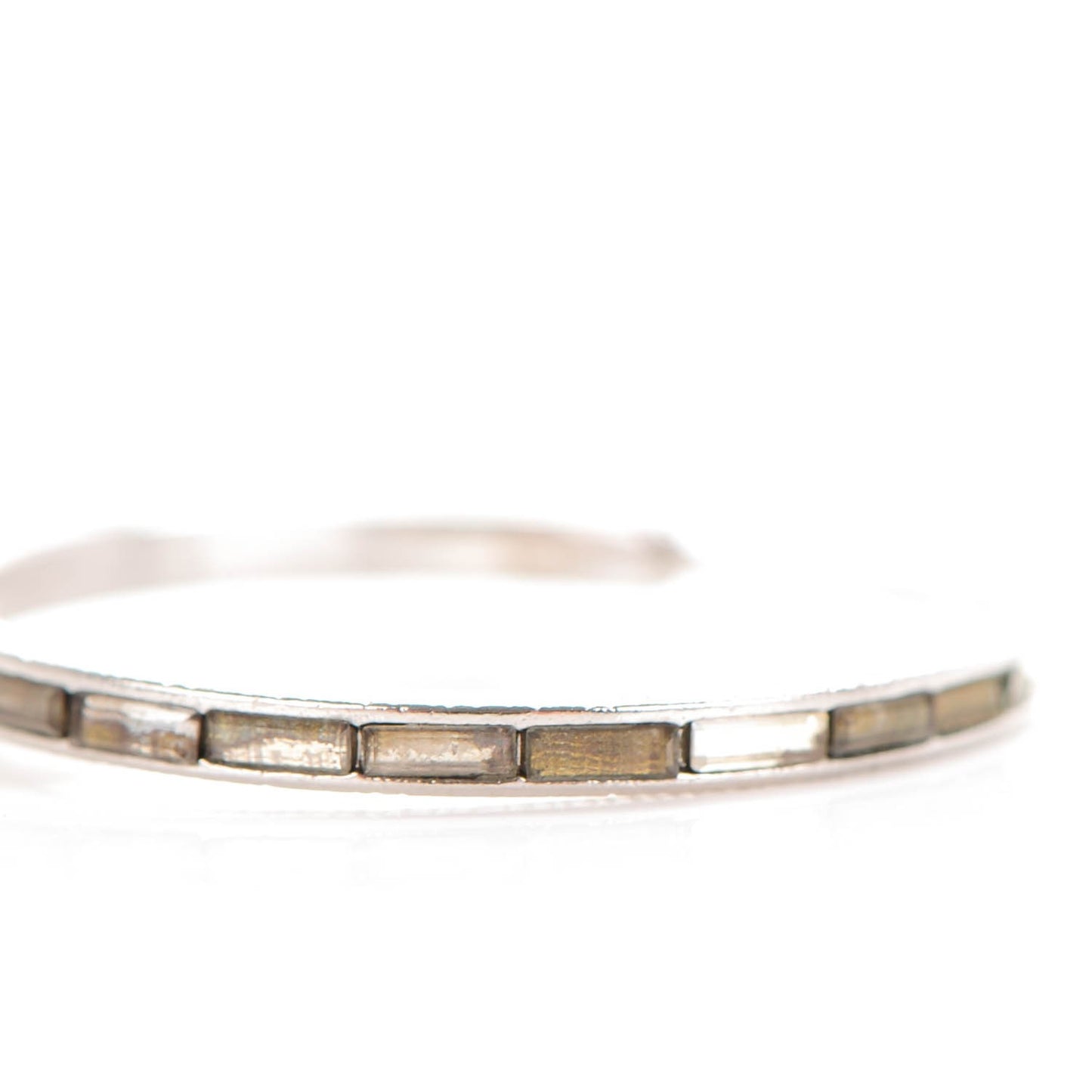Baguette Crystal CC Hoop Earrings Silver