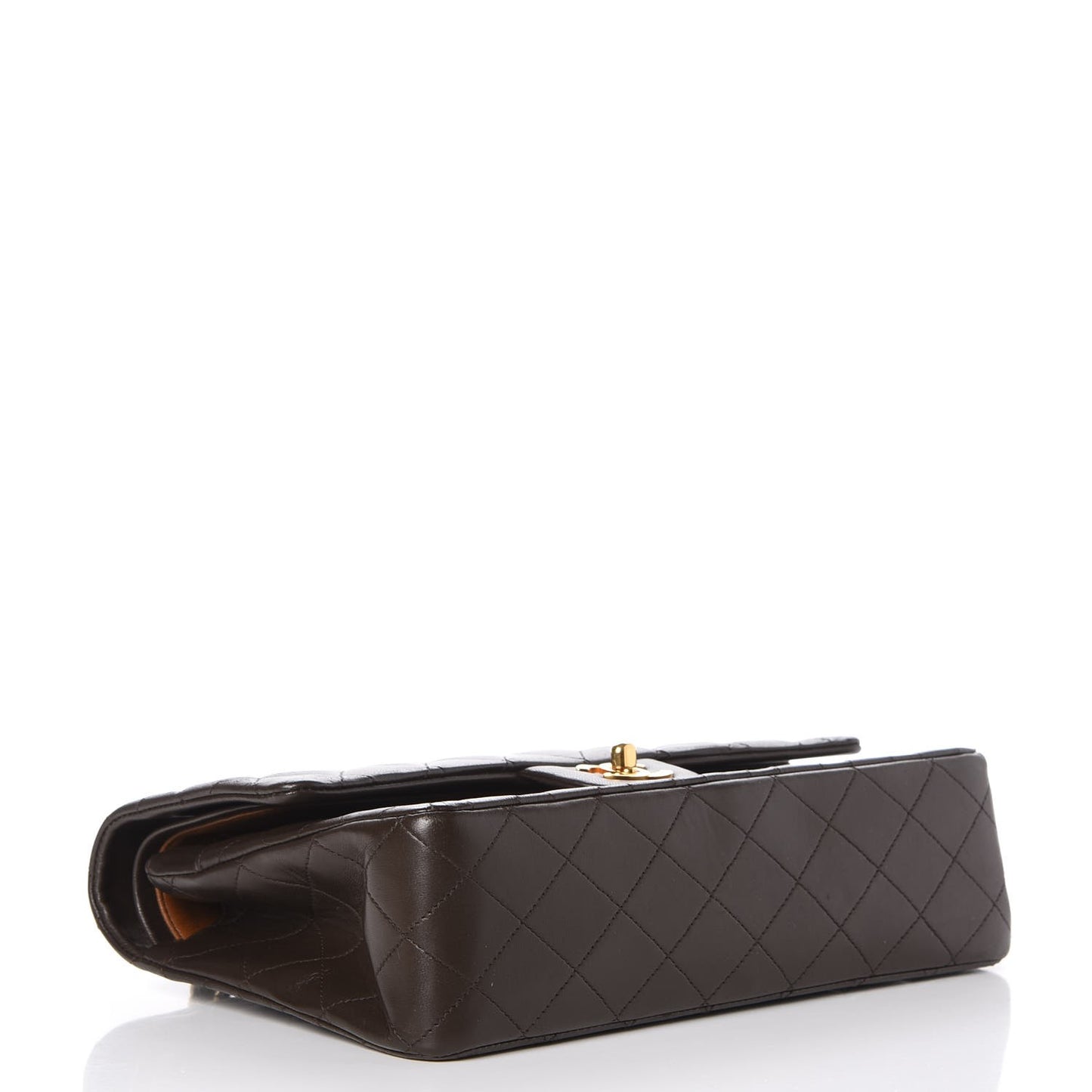 Lambskin Quilted Medium Double Flap Brown