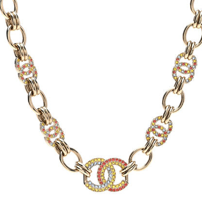 Chanel Crystal Chain CC Choker Necklace Gold Multicolor 4 of 6
