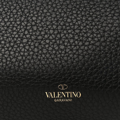 Valentino Garavani Grainy Calfskin Rockstud Double Flap Crossbody Bag Black 14 of 18