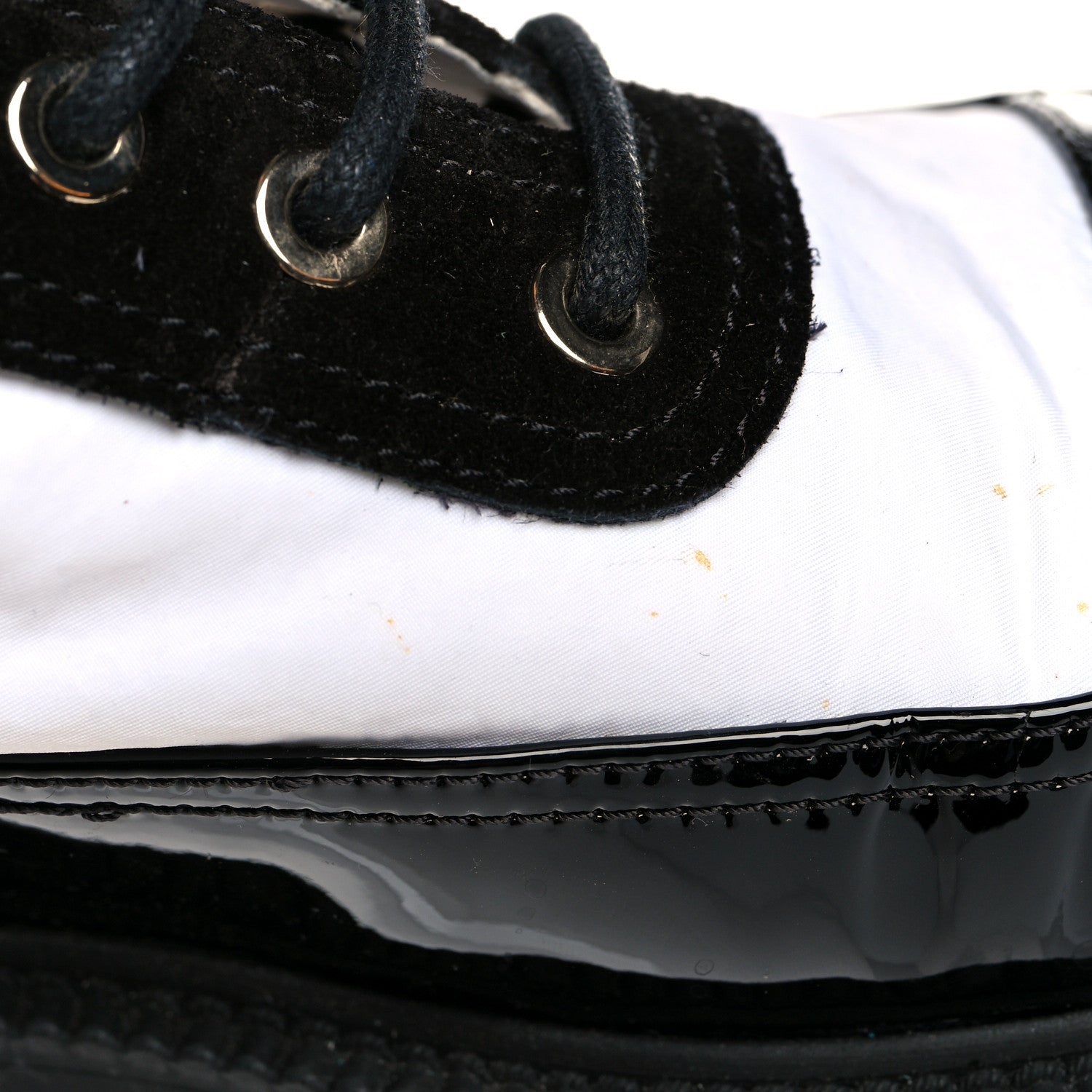Chanel Nylon Suede Patent Calfskin CC Captoe Lace Up Oxfords 36.5 White Black 13 of 13