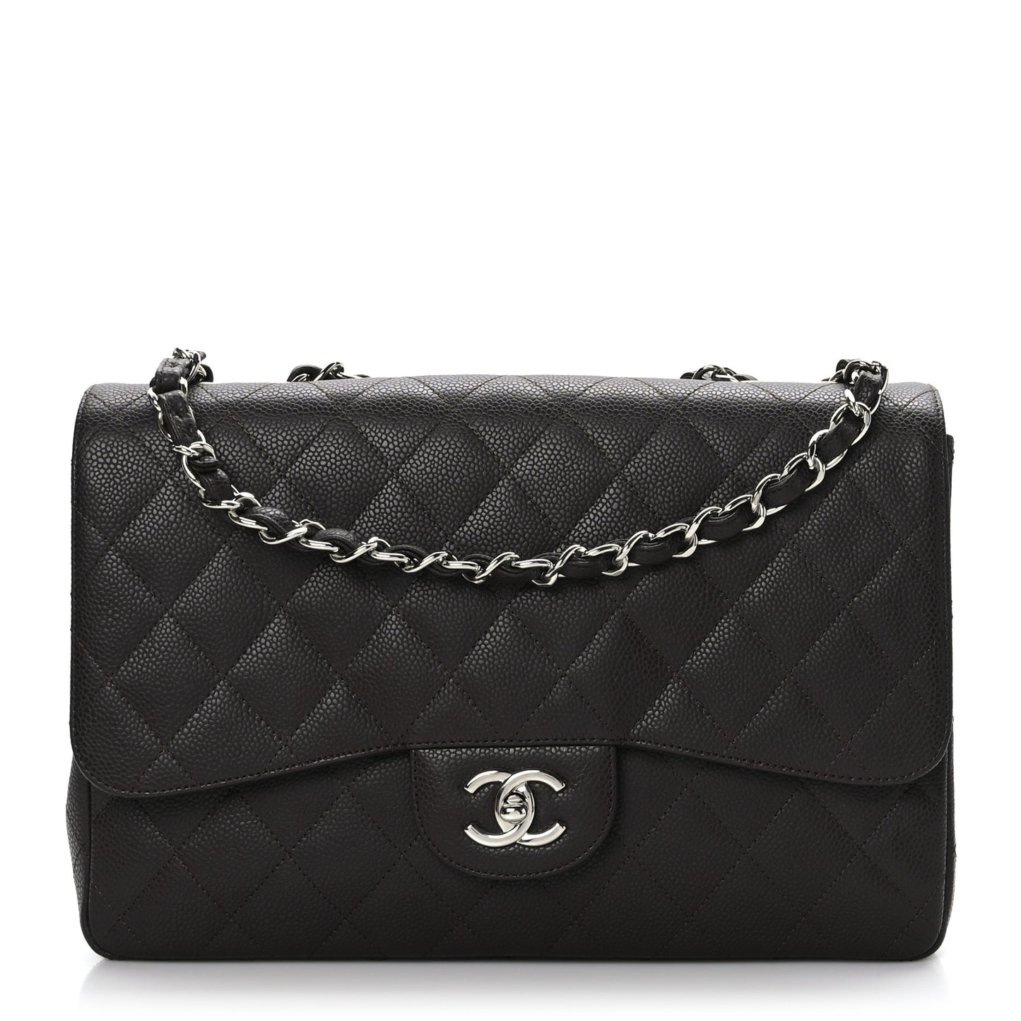 Caviar Quilted Jumbo Single Flap Dark Brown