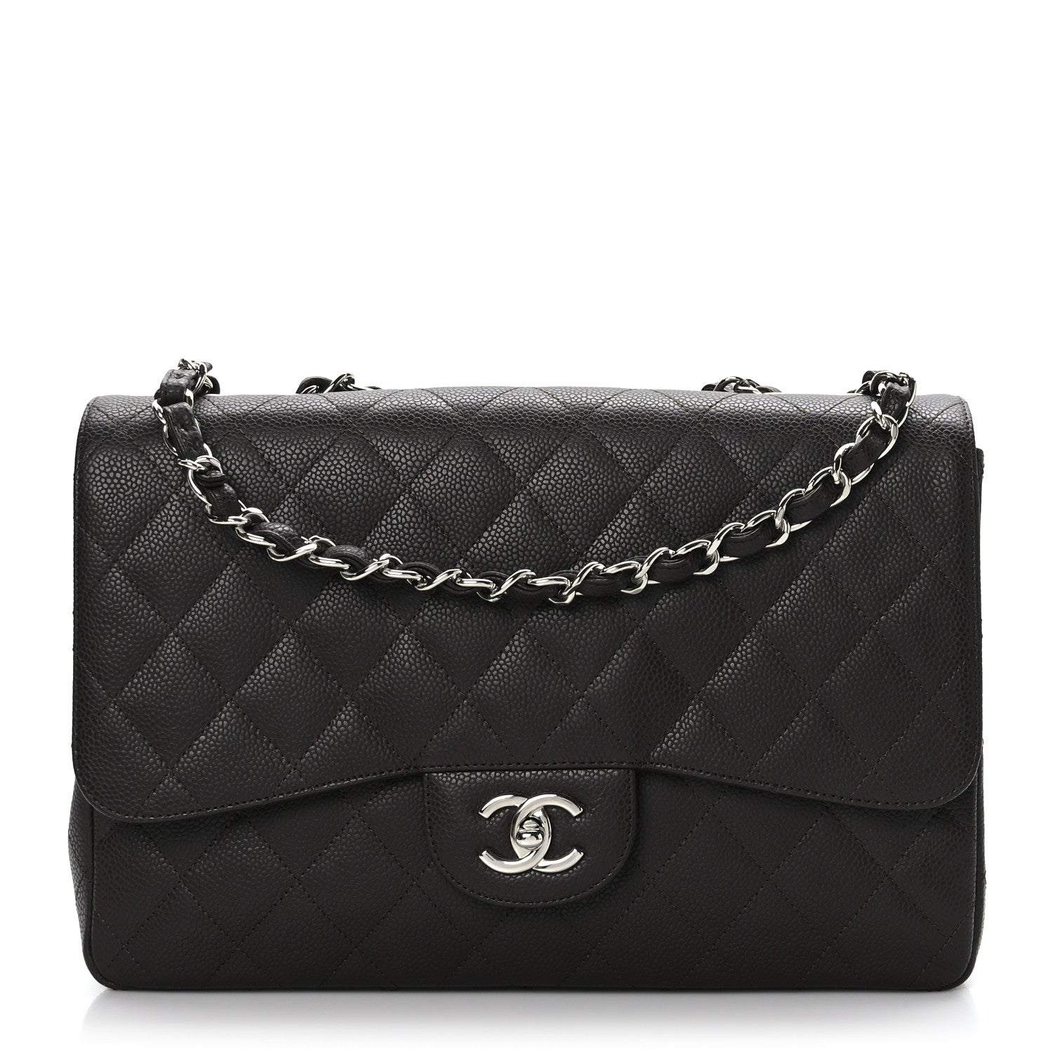 Chanel Caviar Quilted Jumbo Single Flap Dark Brown 1 of 8