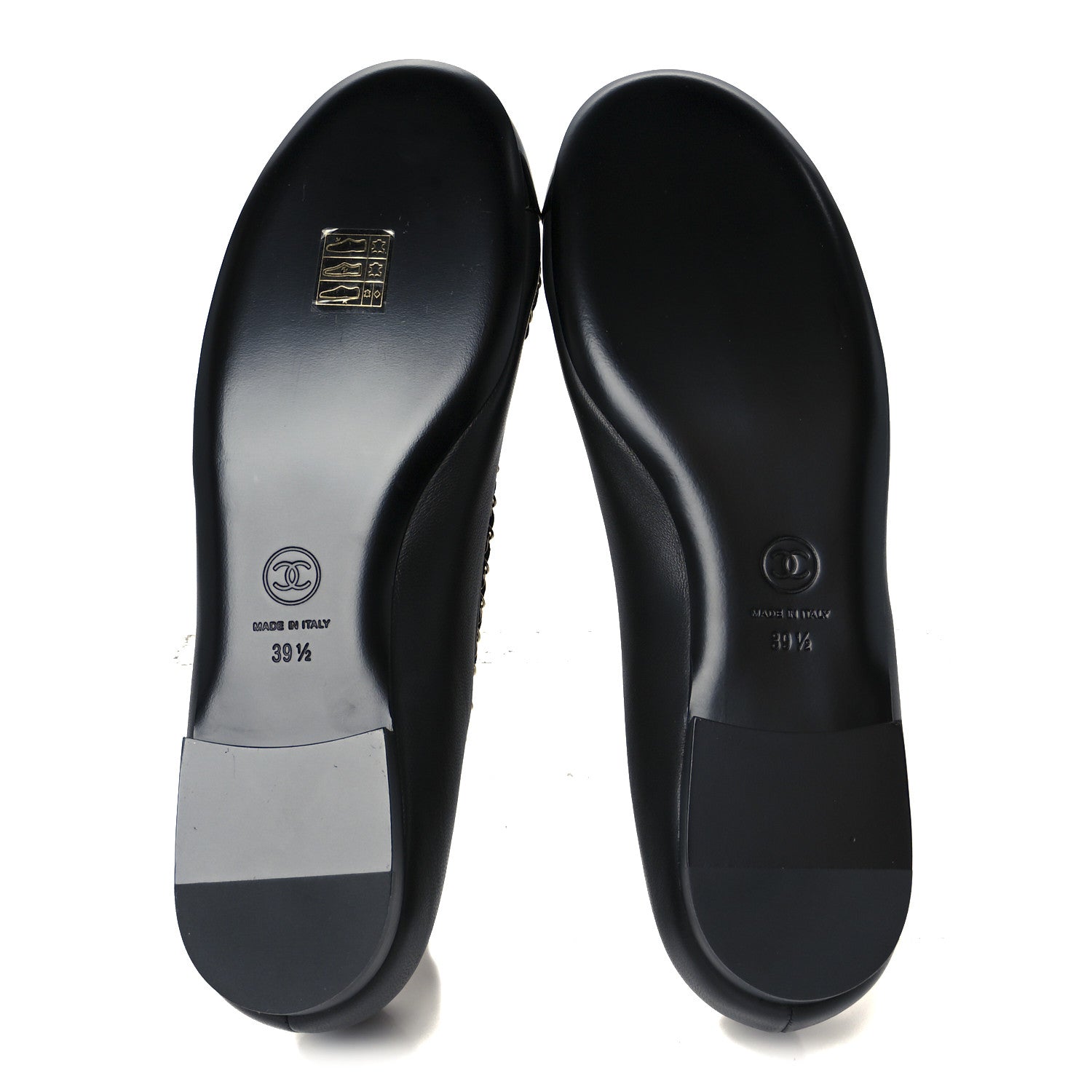 Chanel Lambskin Patent Cap Toe Chain Around Ballerina Flats 39.5 Black 6 of 10