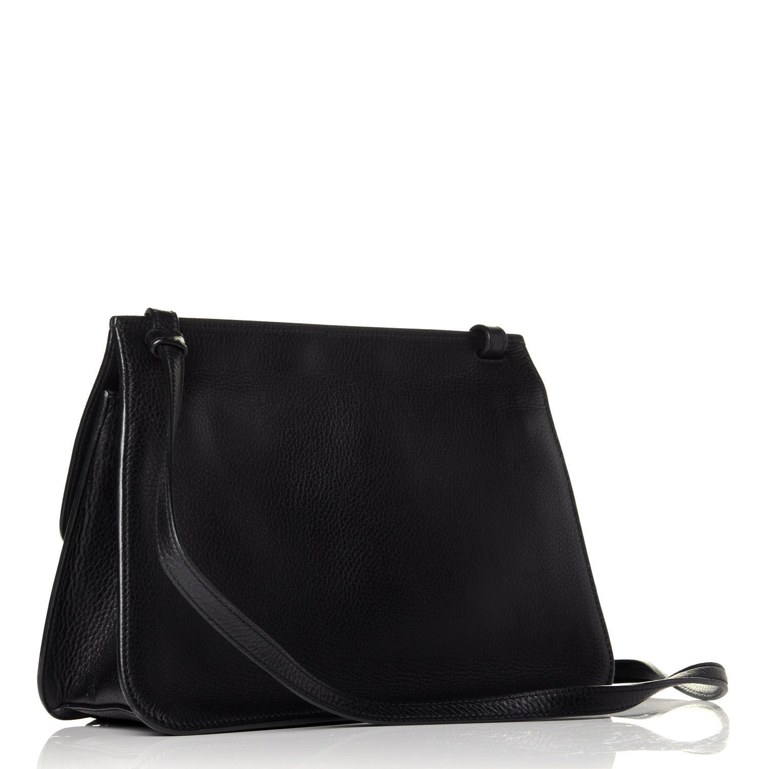 Gucci Pebbled Calfskin Medium Bamboo Daily Flap Shoulder Bag Black 3 of 8