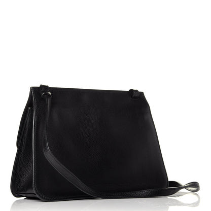 Gucci Pebbled Calfskin Medium Bamboo Daily Flap Shoulder Bag Black 3 of 8