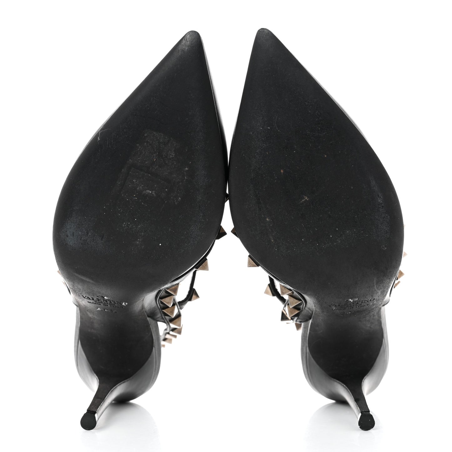 Calfskin Rockstud Ankle Strap 100mm Pumps 36.5 Black