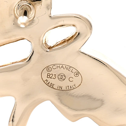 Chanel Crystal CC Heel Wing Brooch Gold Black 4 of 4