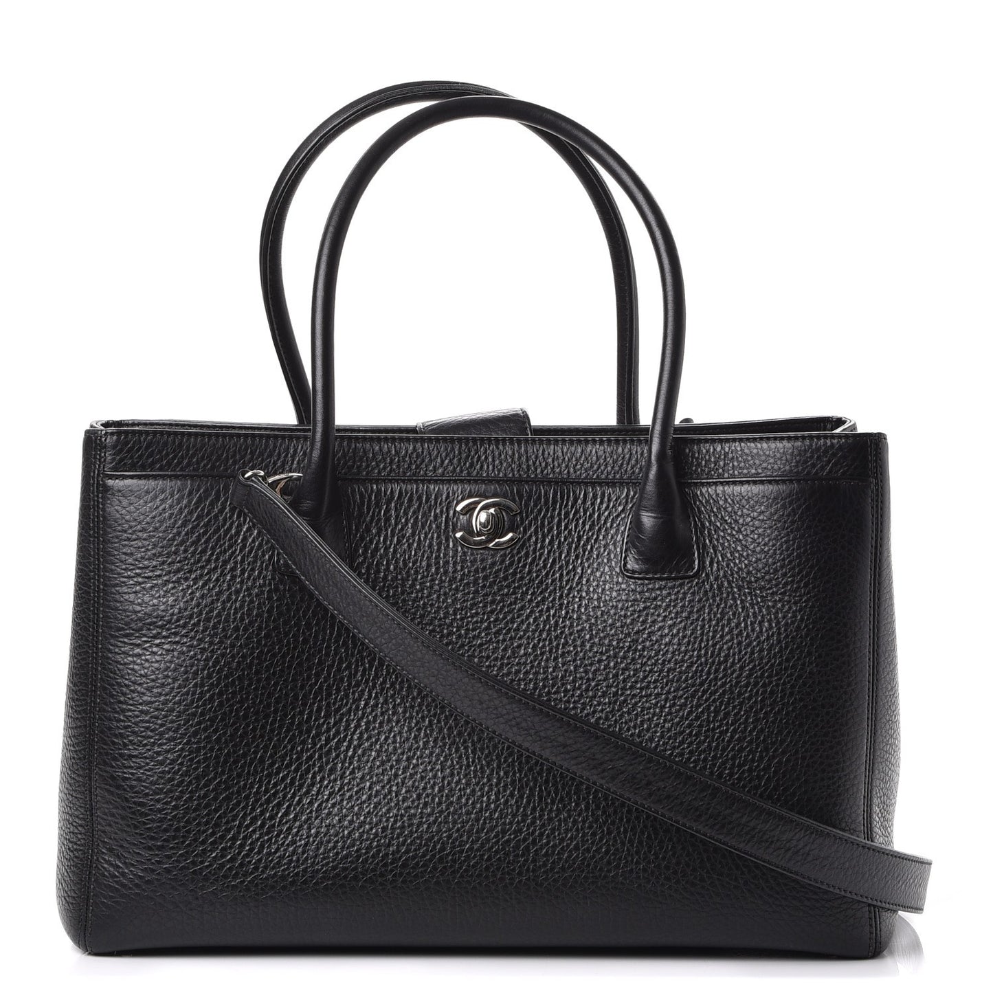 Calfskin Cerf Executive Shopper Tote Black