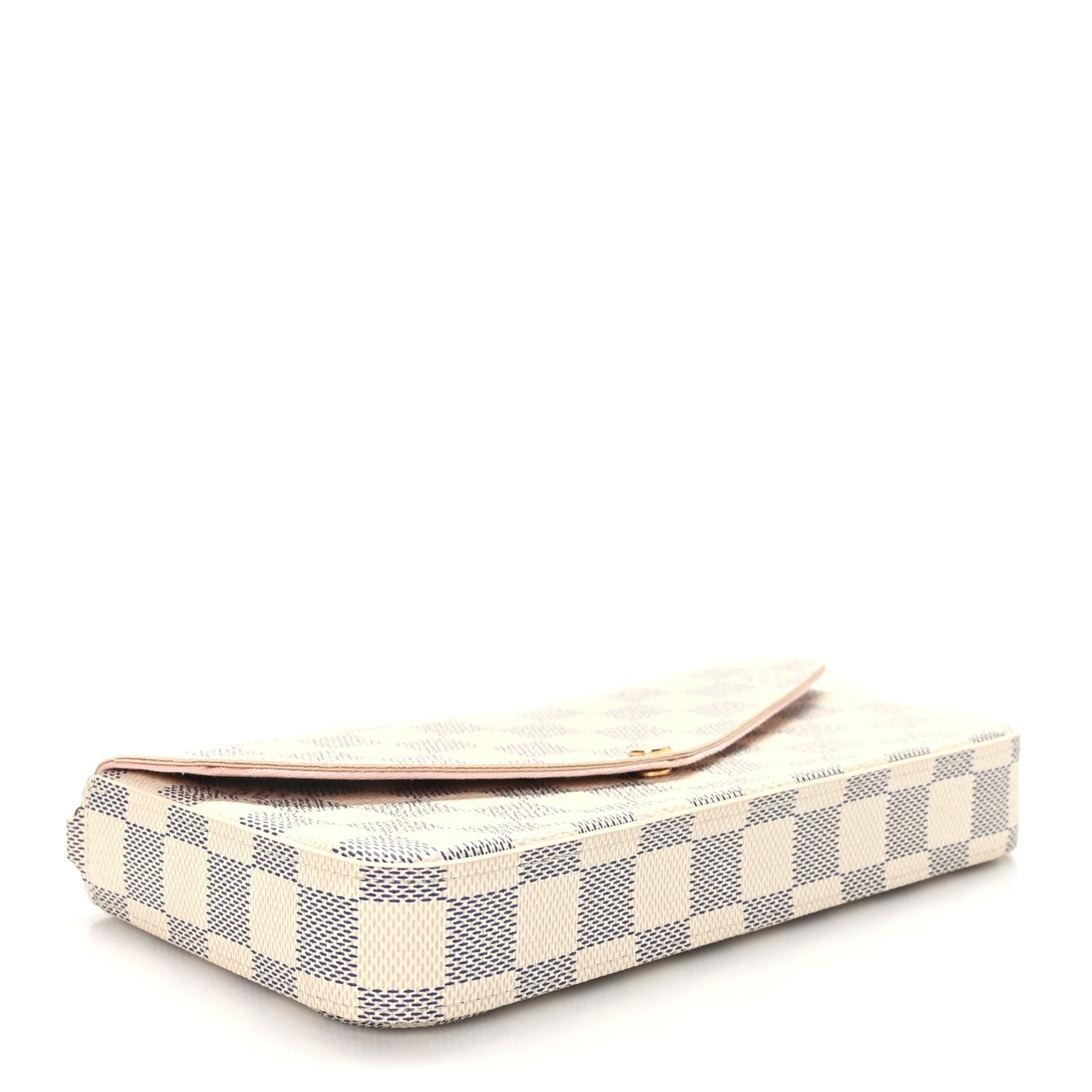 Damier Azur Pochette Felicie Chain Wallet Rose Ballerine