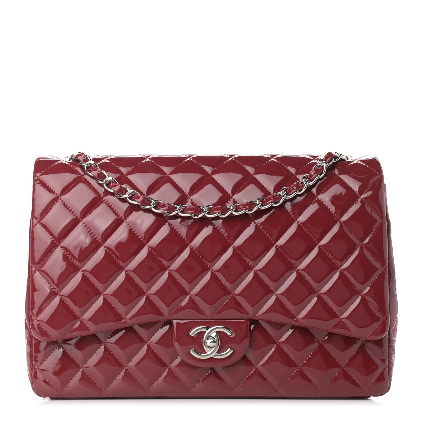 Patent Quilted Maxi Double Flap Red