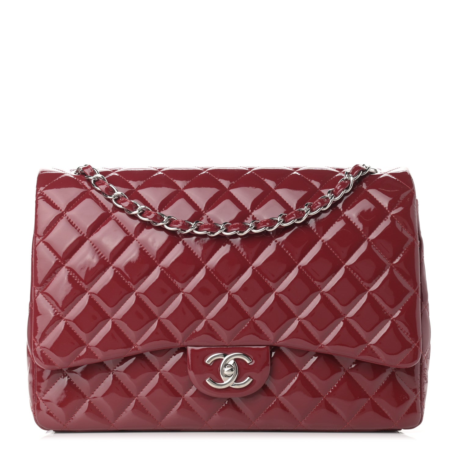 Chanel Patent Quilted Maxi Double Flap Red 1 of 13