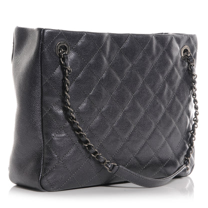 Chanel Iridescent Caviar Small Zip Shopping Tote Argent Dark Silver 4 of 8