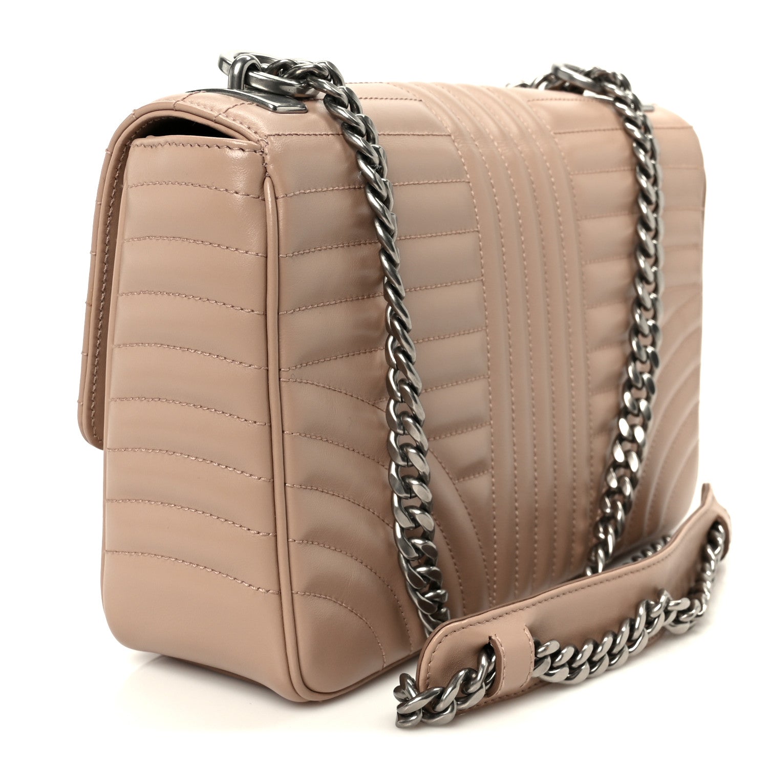 Prada Soft Calfskin Impunture Diagramme Medium Chain Flap Shoulder Bag Cipria 3 of 10