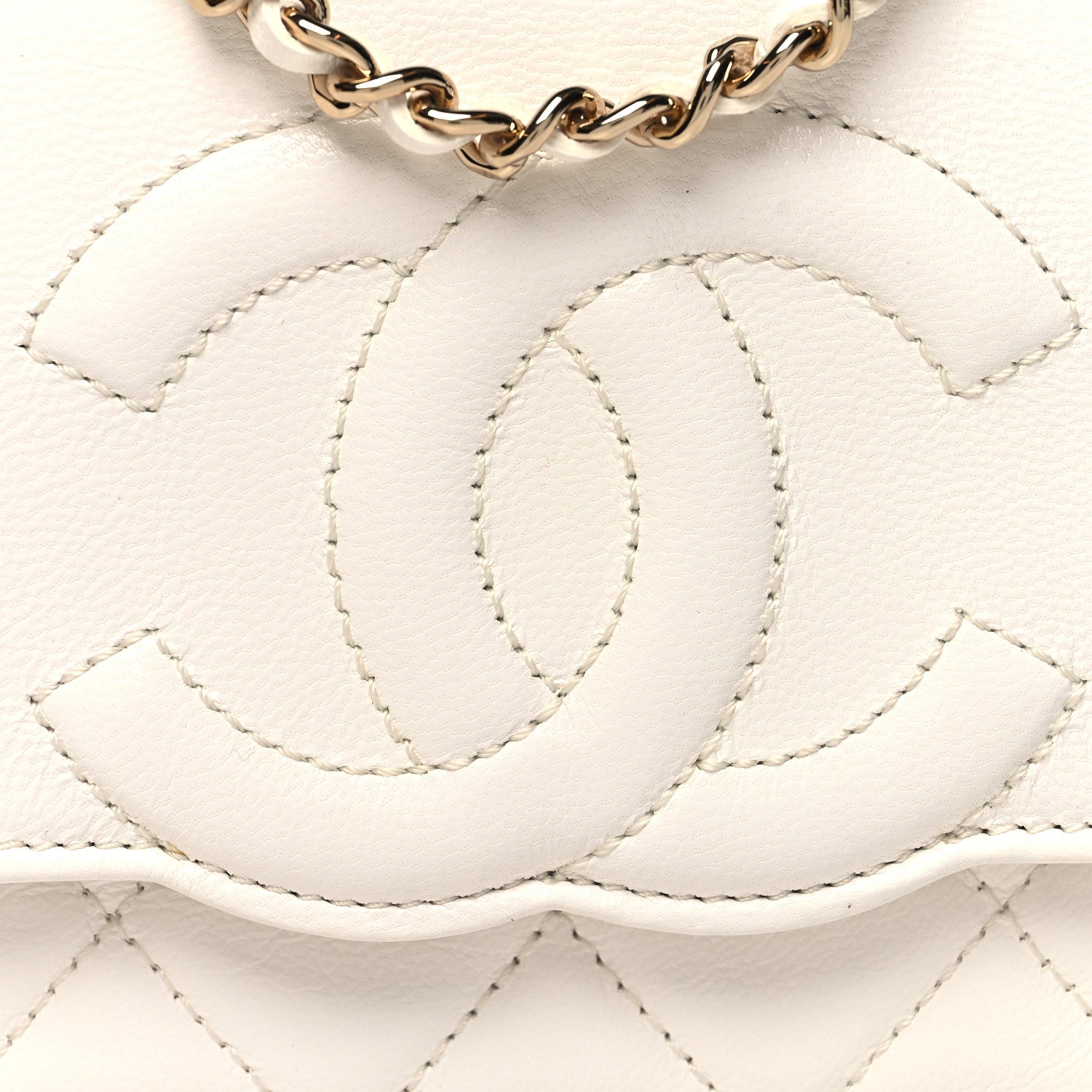 Chanel Goatskin Quilted Timeless CC Wallet On Chain WOC White 9 of 12