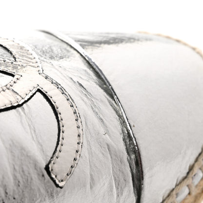 Chanel Laminated Goatskin CC Espadrilles 36 Silver 11 of 12