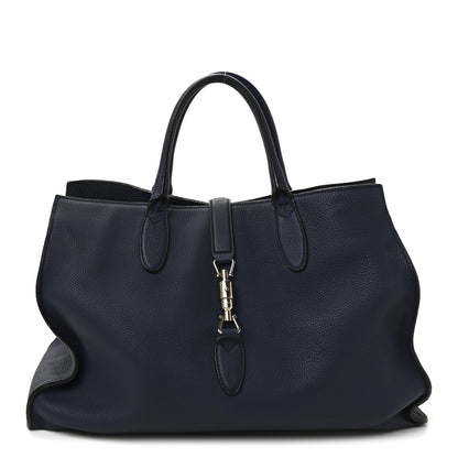 Gucci Soft Calfskin Medium Jackie Top Handle Bag Classic Blue Marine 1 of 10