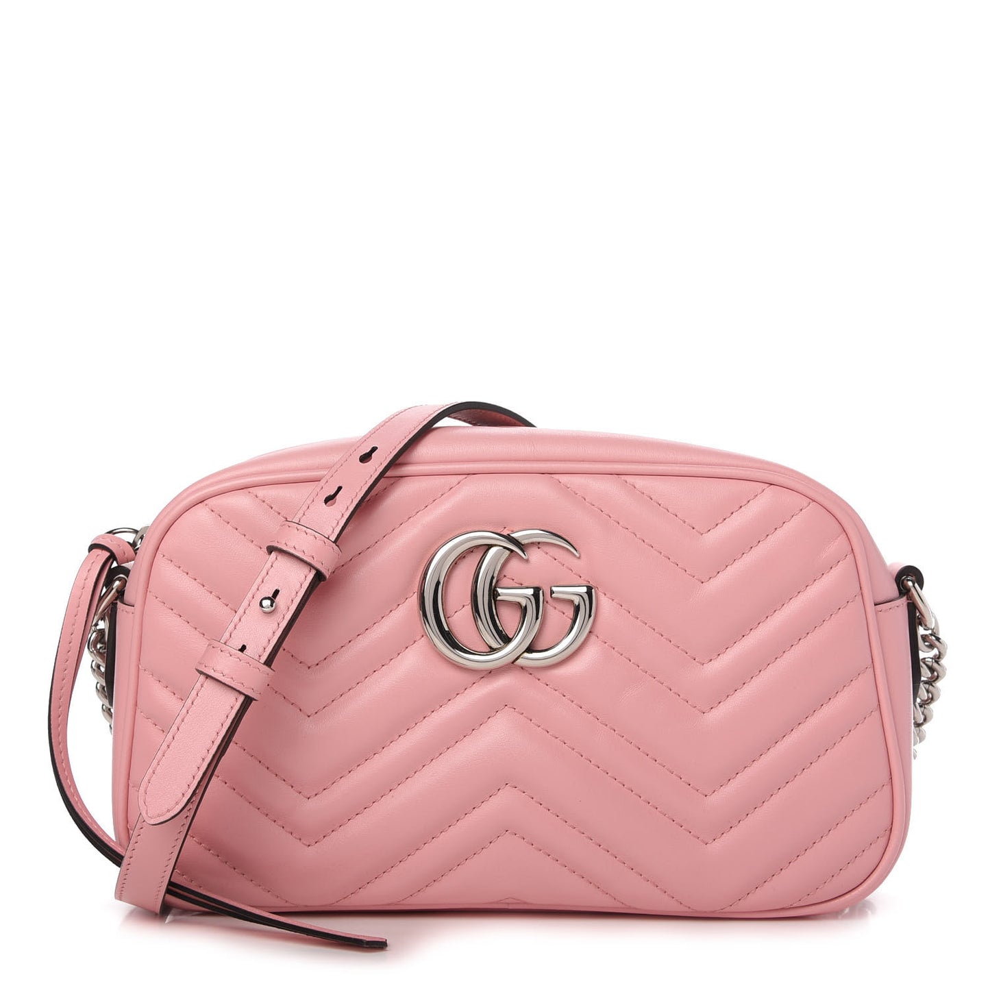 Calfskin Matelasse Small GG Marmont Chain Shoulder Bag Wild Rose