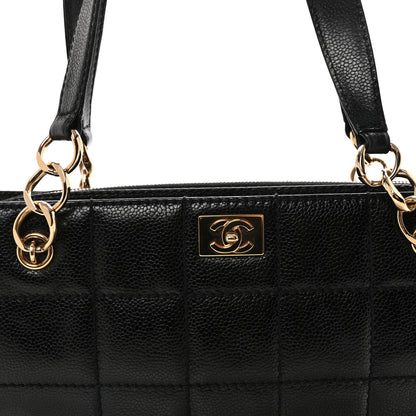 Chanel Caviar Stitched Chocolate Bar Shopping Tote Black 7 of 9