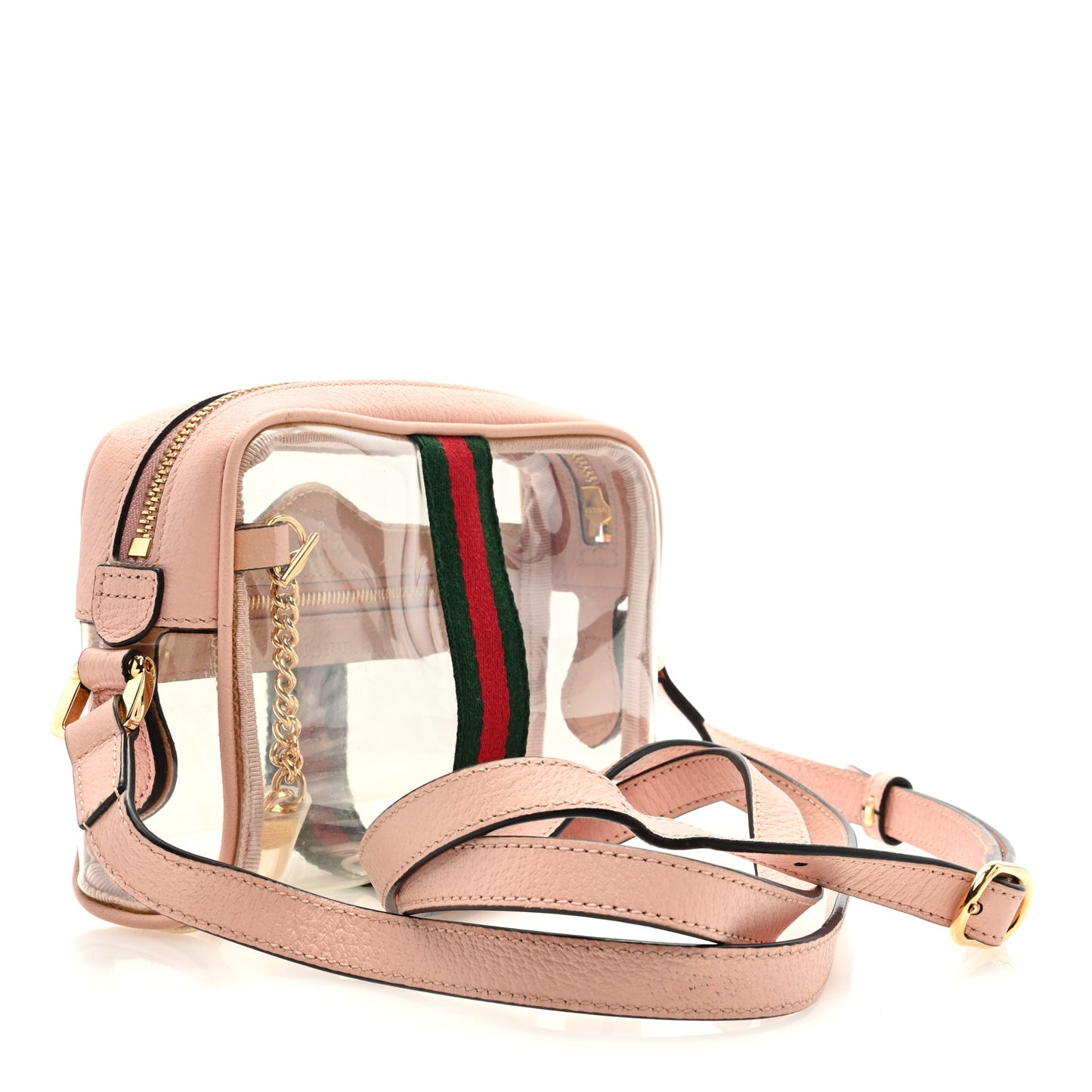 Vinyl Web Mini Ophidia Transparent Shoulder Bag Perfect Pink