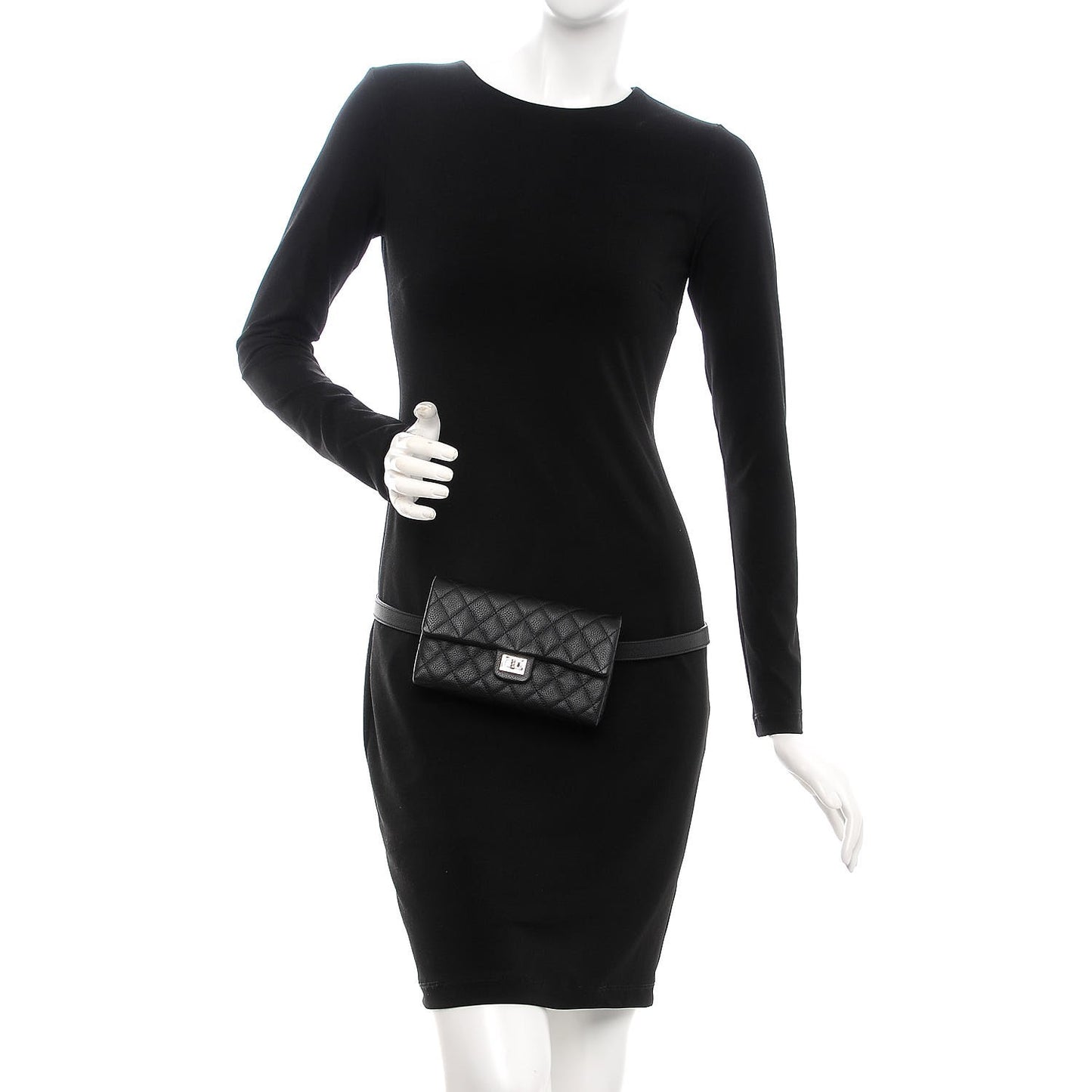 Grained Calfskin Quilted 2.55 Reissue Flap Belt Bag Clutch Black