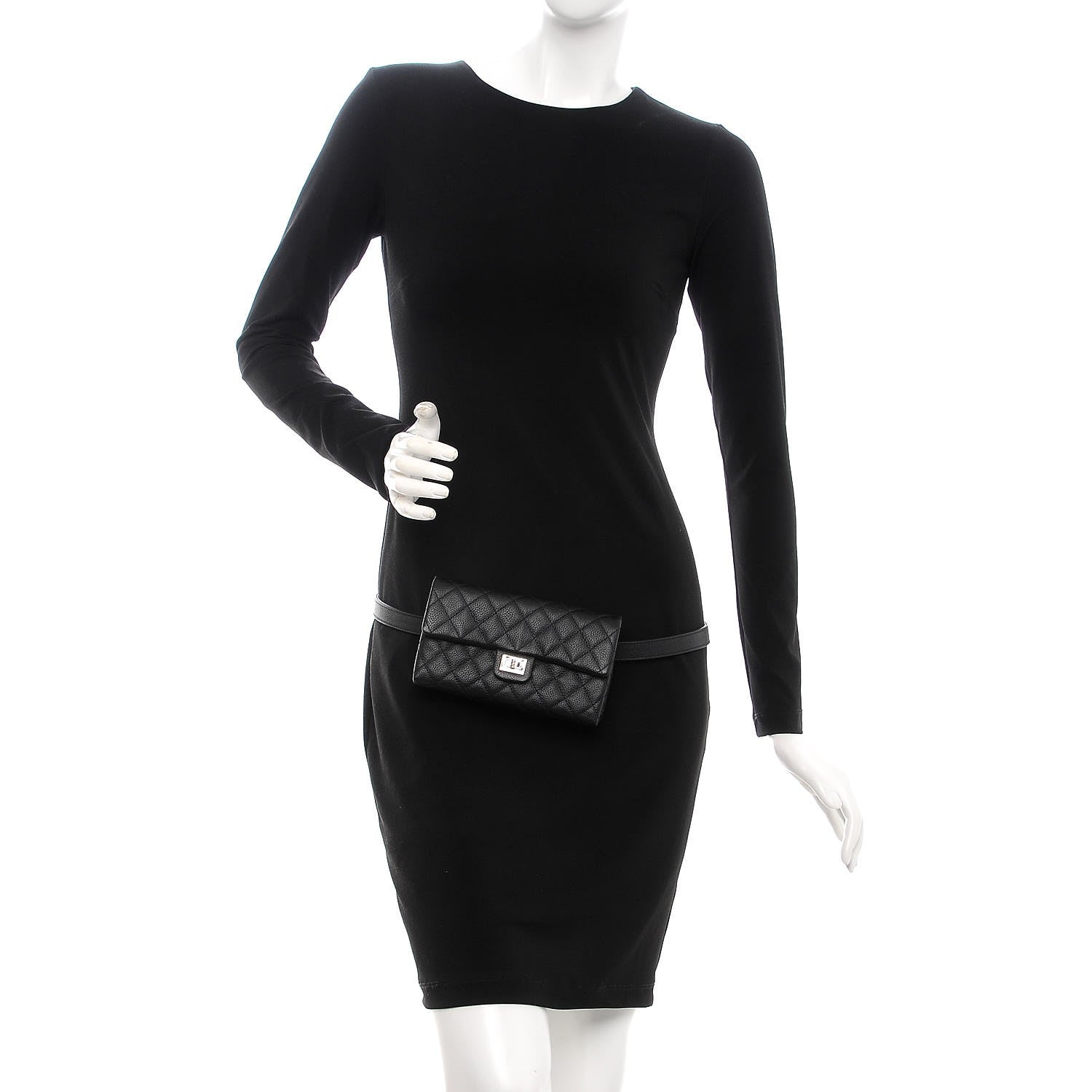 Chanel Grained Calfskin Quilted 2.55 Reissue Flap Belt Bag Clutch Black 2 of 7