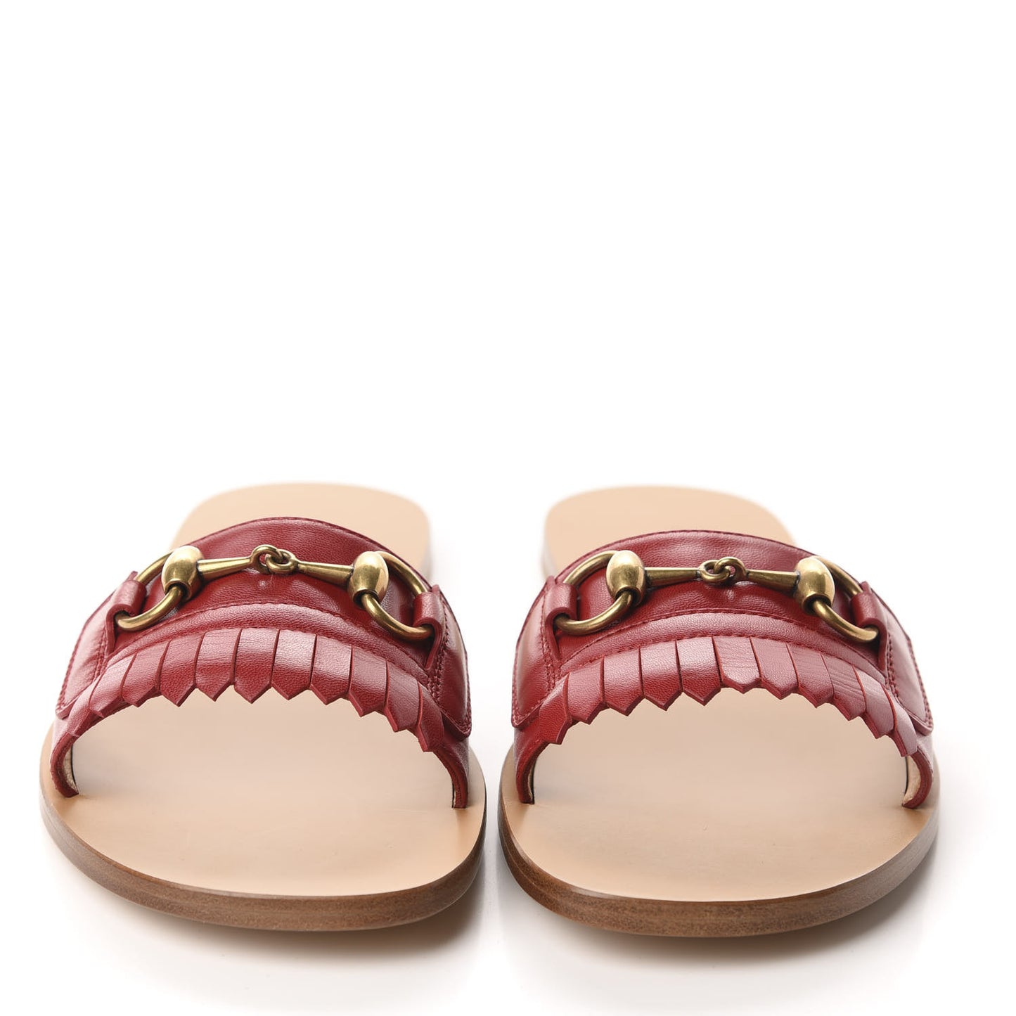 Malaga Kid Fringe Horsebit Slide Sandals 39 Hibiscus Red