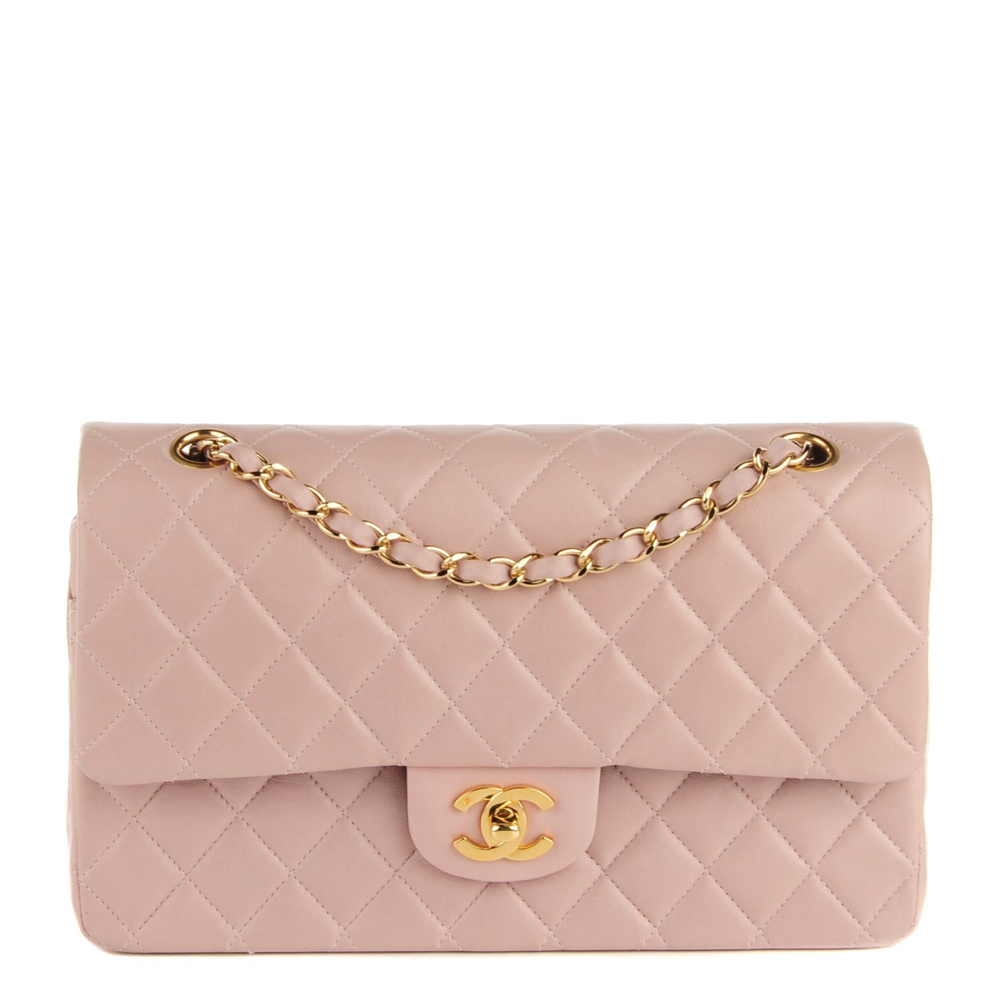 Lambskin Quilted Medium Double Medium Light Pink
