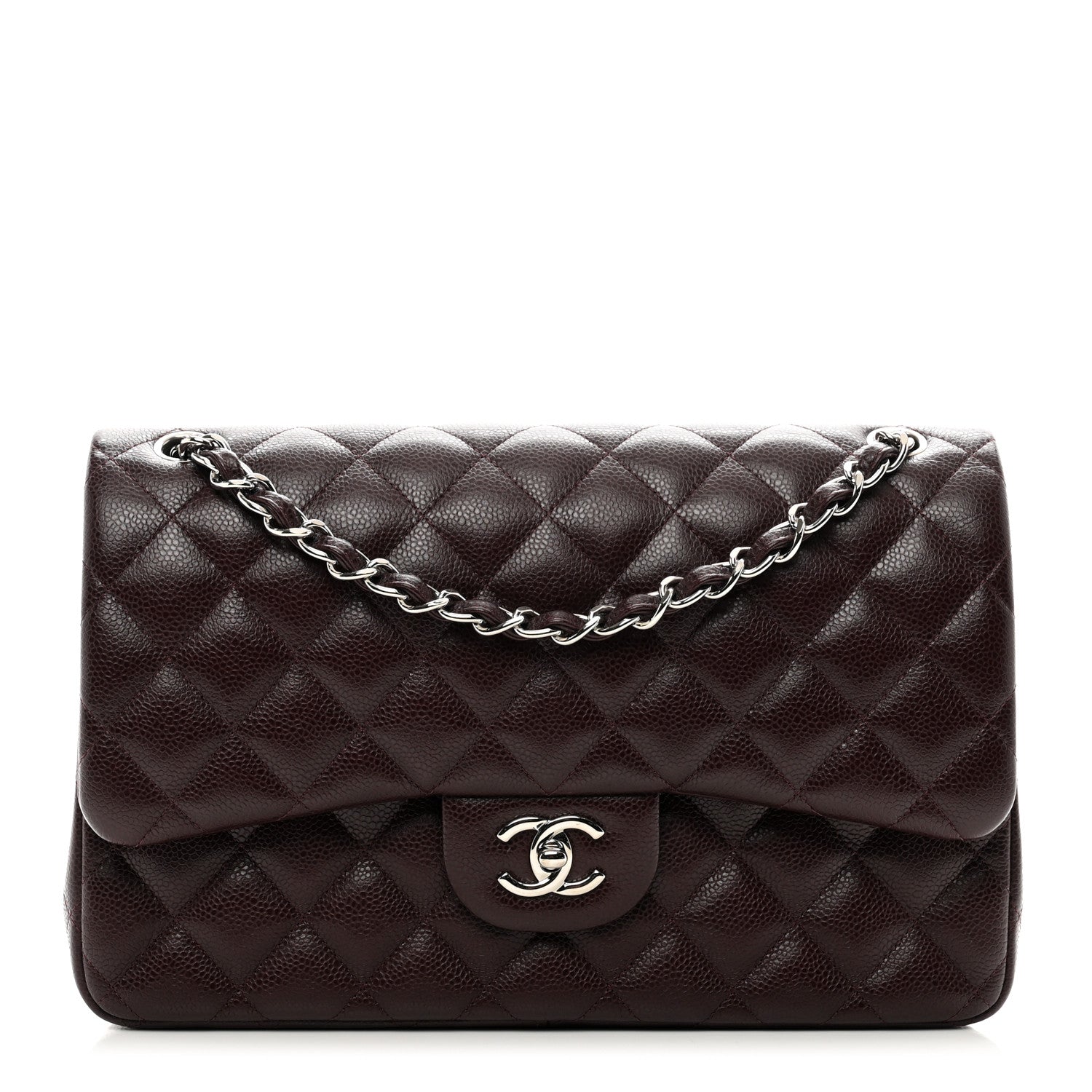 Chanel Caviar Quilted Jumbo Double Flap Burgundy 1 of 10