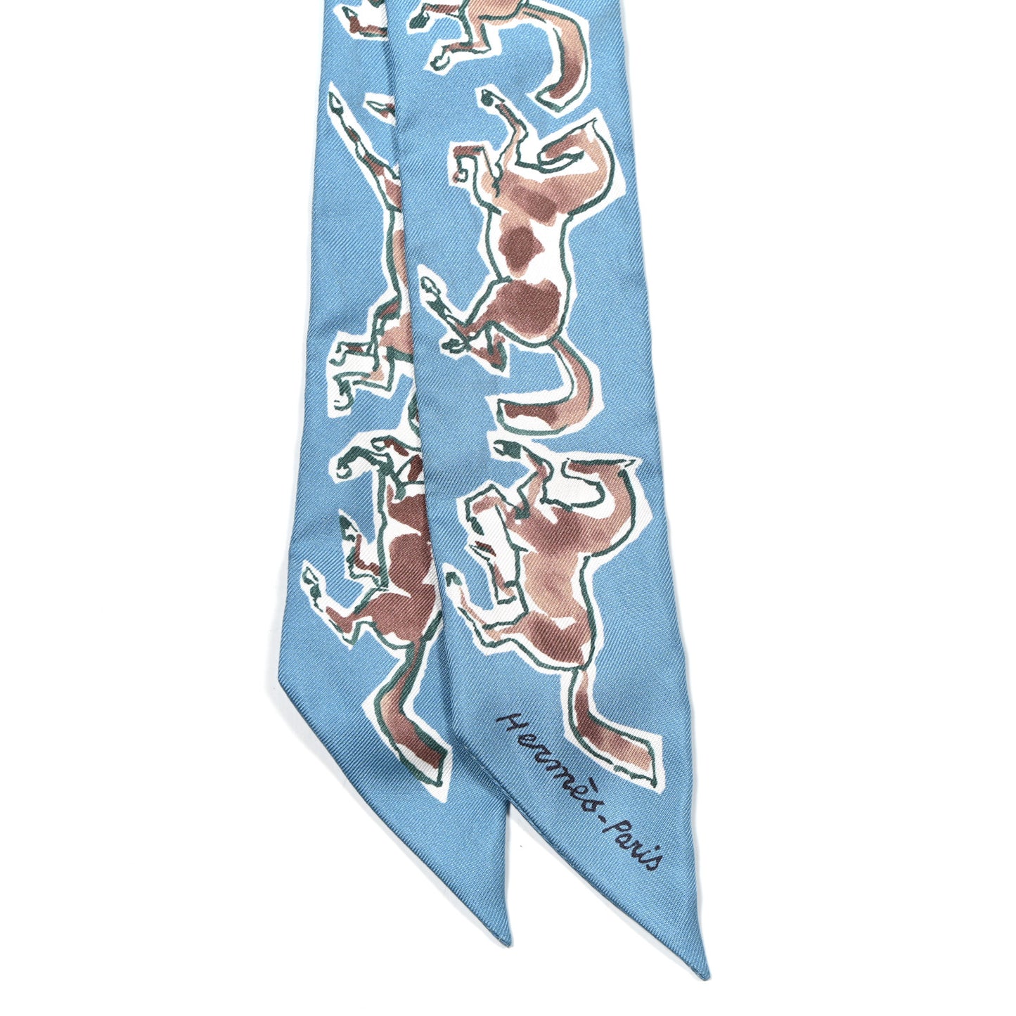 Silk Chevaux En Liberte Twilly Bleu Glacier Beige