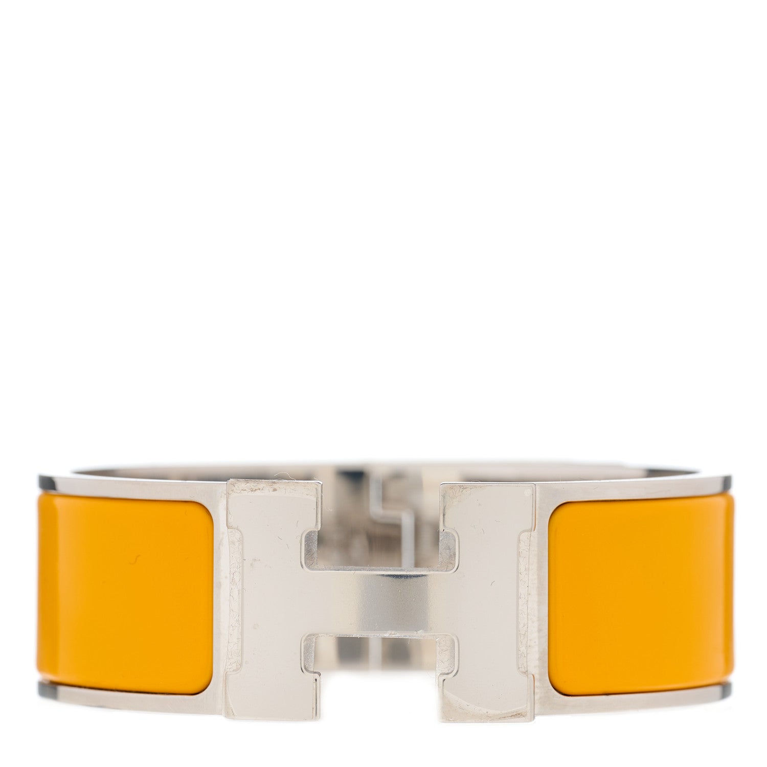 Hermes Enamel Wide Clic Clac H Bracelet PM Jaune Madras 1 of 3