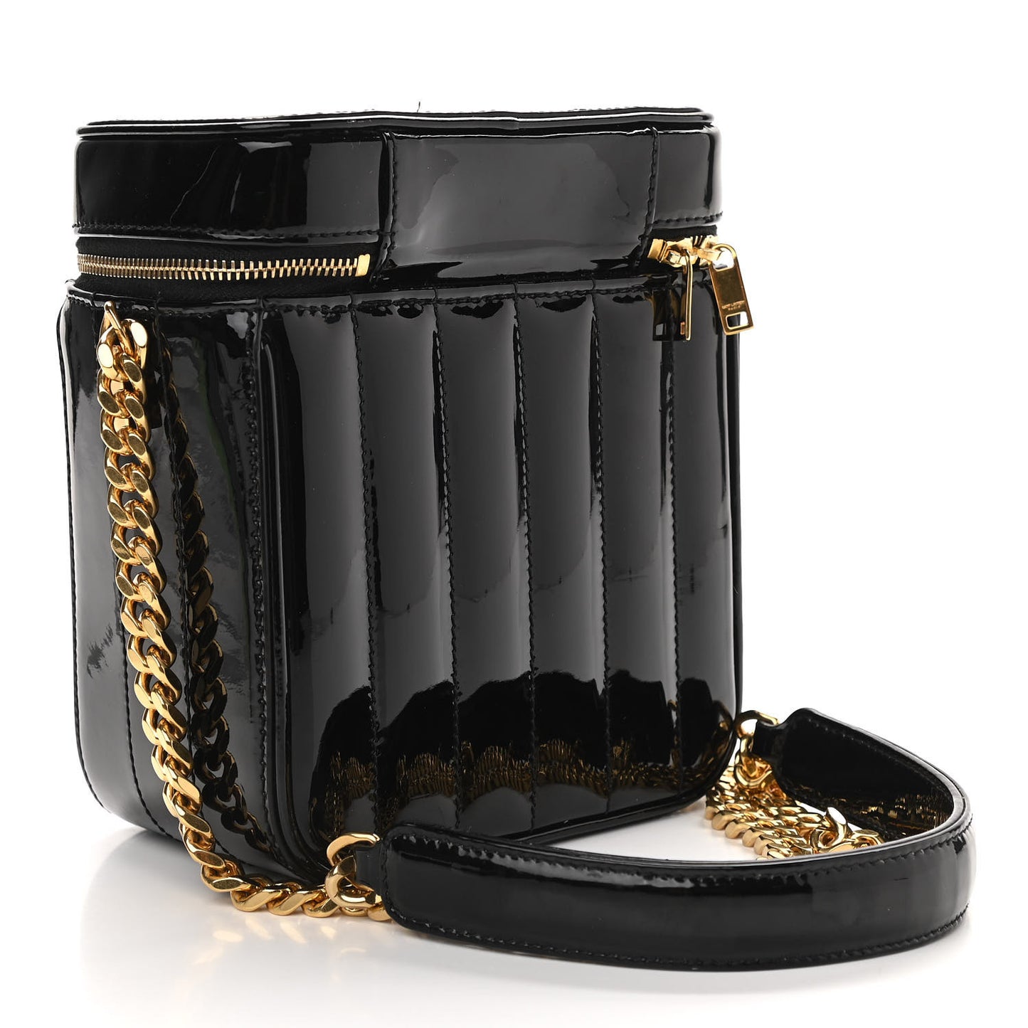 Patent Matelasse Monogram Vicky Vanity Black