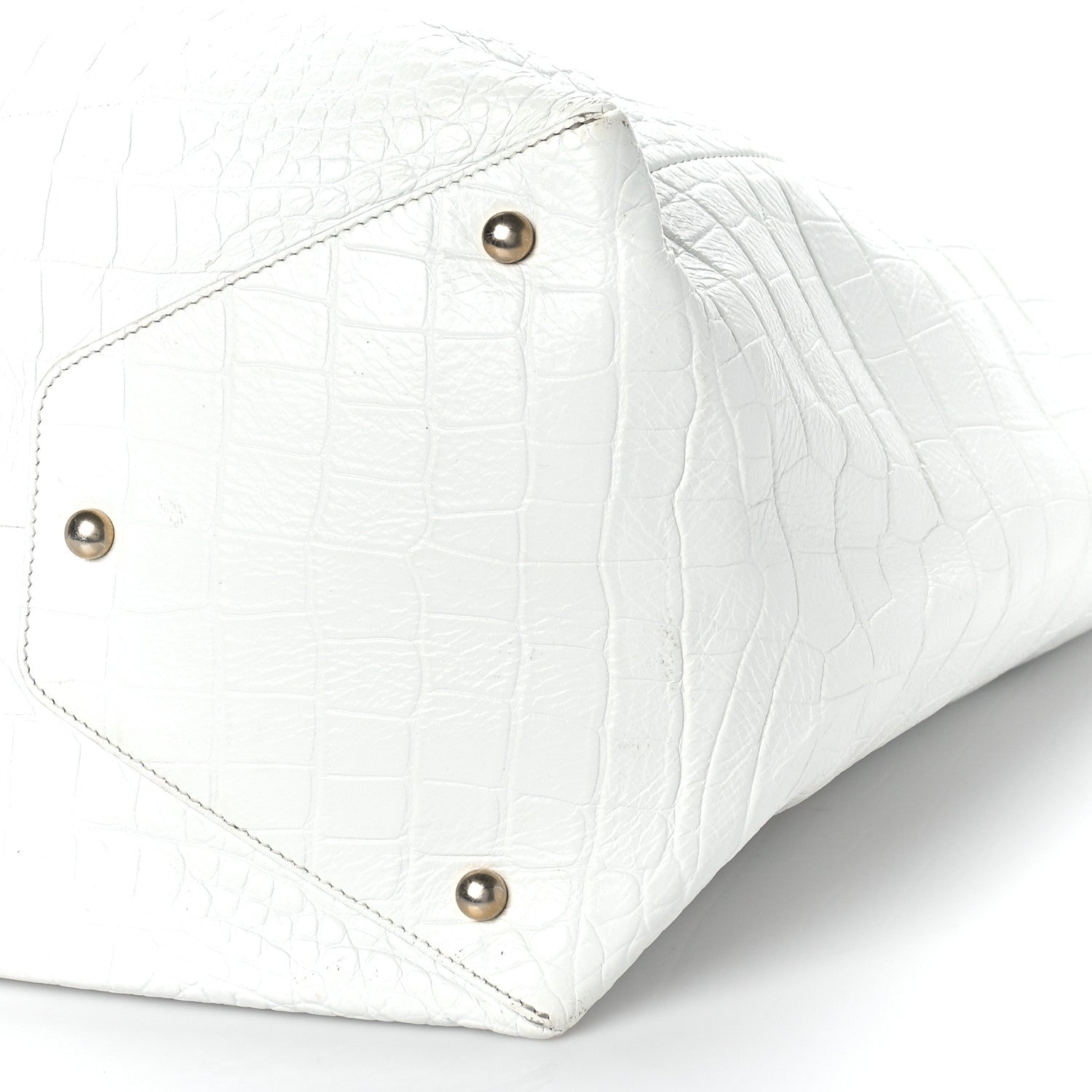 Chanel Calfskin Crocodile Embossed Large Cocodile Shopping Tote White 9 of 9