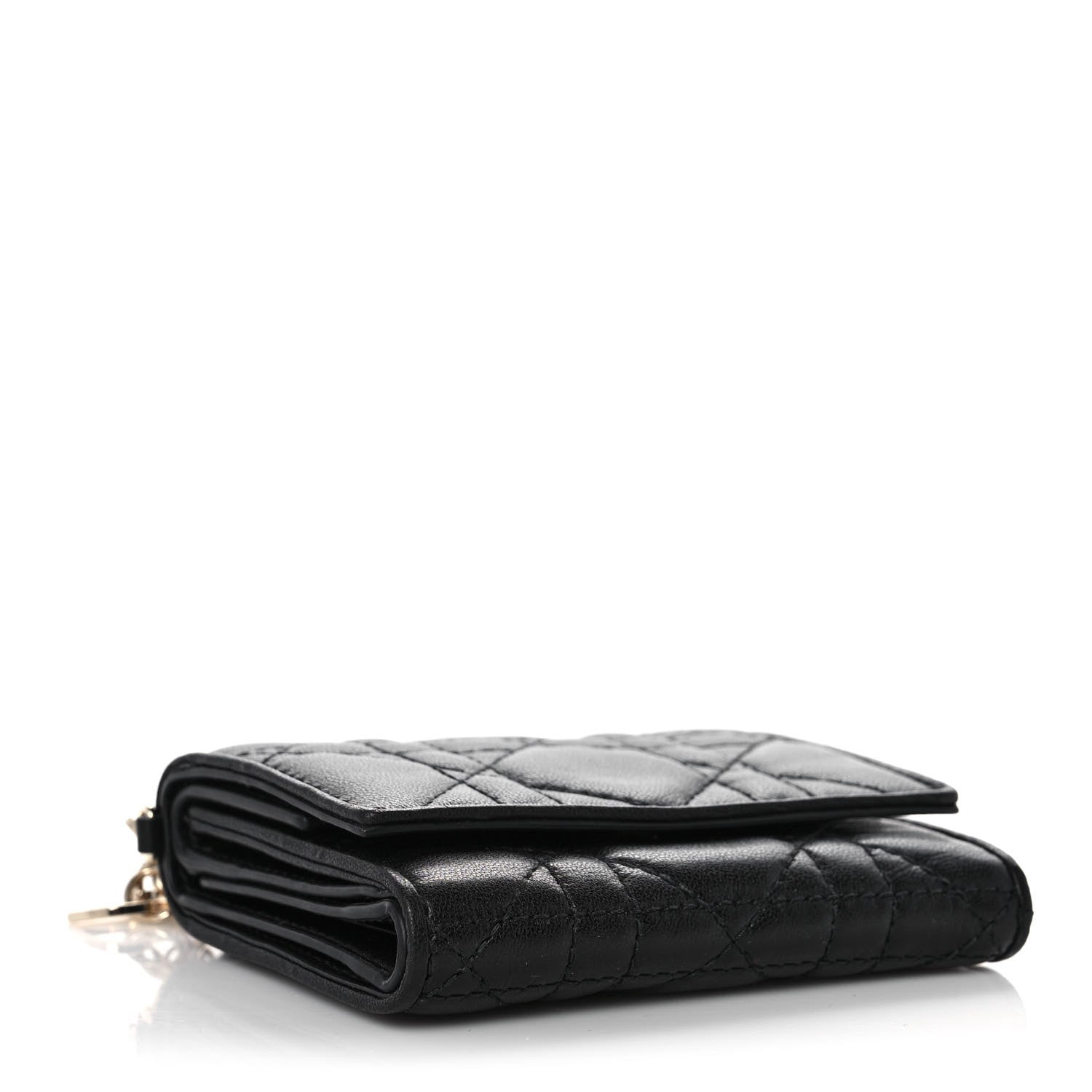 Christian Dior Lambskin Cannage Lady Dior Lotus Wallet Black 4 of 10
