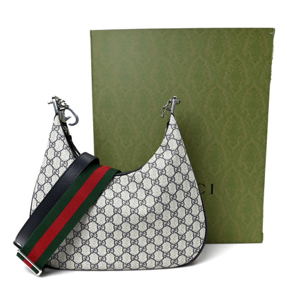 Gucci GG Supreme Monogram Textured Calfskin Web Large Attache Shoulder Bag Beige Blue 11 of 11